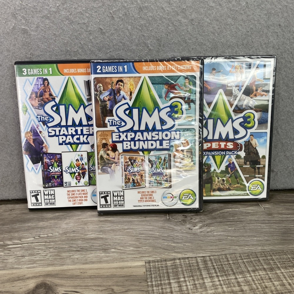 Lot Of 3 Sims 3 Pc Games Starter Pack / Expansion Pack‎ Pets EA Games READ